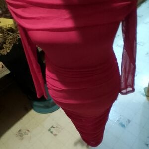 Fashion Nova Fuchsia Long Sleeve Dress